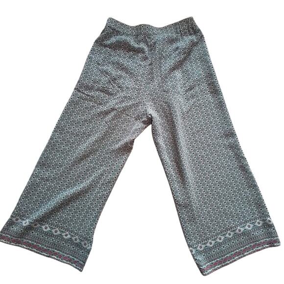 Faherty 100% Silk Wide Leg Crop Pants Boho Print Size S - Picture 2 of 4